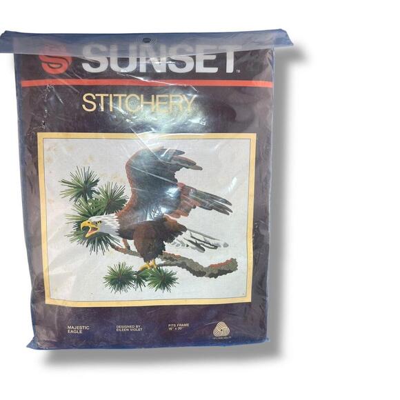 Embroidery Kit Sunset Stitchery Embroidery Majestic Eagle Fits Frame 16X20” - Picture 1 of 8